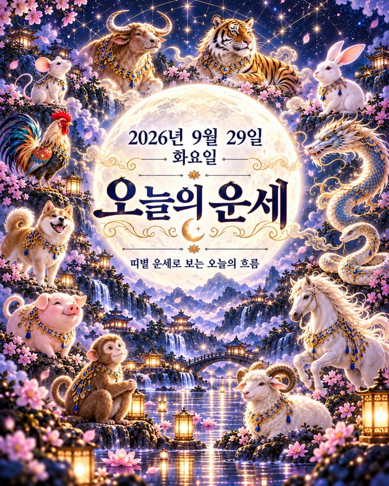 2026년 9월 29일 화요일 오늘의 운세｜띠별 재물운·연애운·직장운 총정리