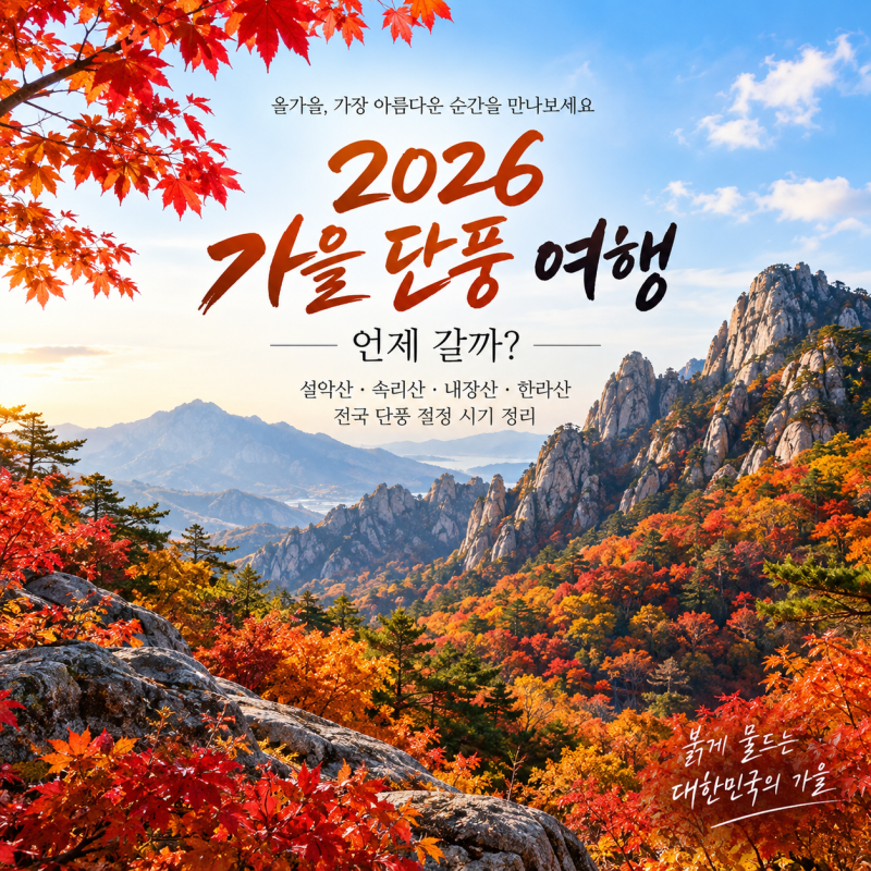 2026 단풍 여행 언제 가야 할까?｜설악산 10월 20일부터 한라산 11월 6일까지