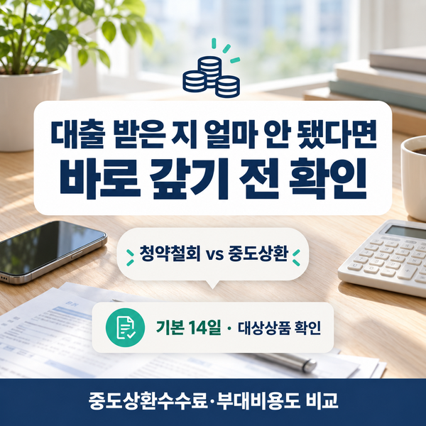 대출 받은 뒤 14일 안에 취소 가능 중도상환과 뭐가 다를까