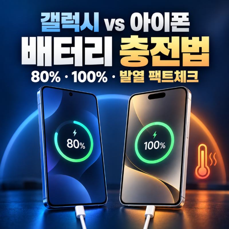갤럭시 vs 아이폰 배터리 충전법: 80% 제한부터 밤샘 충전·발열까지 팩트체크
