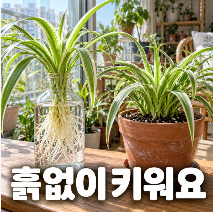 스파이더 플랜트 수경재배 물갈이만 잘해도 오래 가는 이유