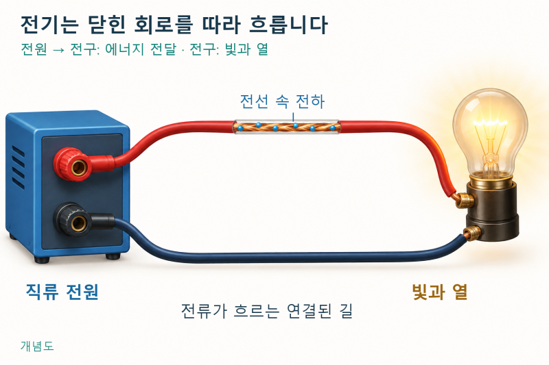 800VDC 기초 1편｜전압·전류·전력, 그림으로 이해하는 전기의 흐름