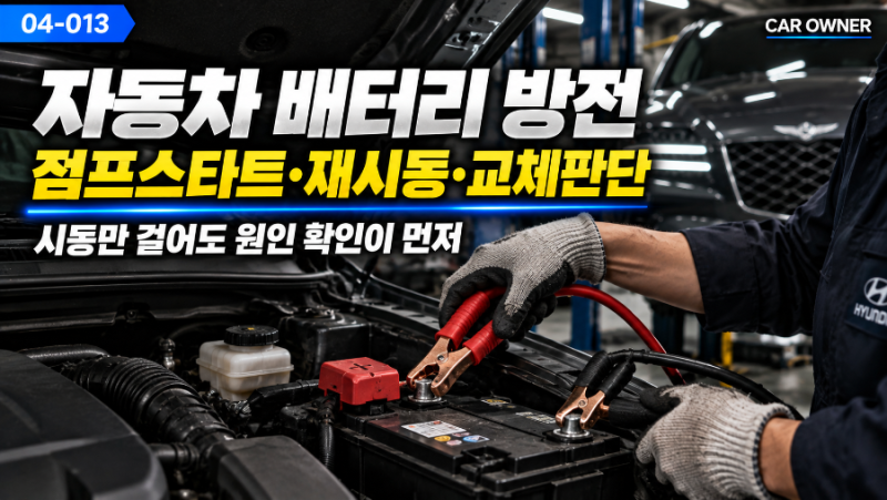 자동차 배터리 방전｜점프스타트 순서·재시동·교체 판단 [04-013]