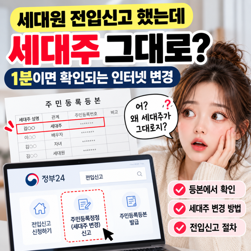 세대원 전입신고 했는데 세대주 그대로? 1분이면 확인되는 인터넷 변경