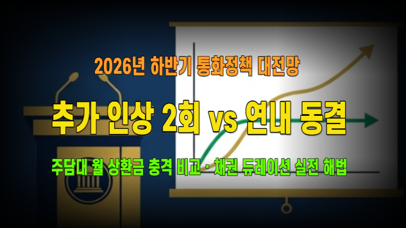 2026년 하반기 기준금리 전망: 추가 인상 2회 vs 연내 동결 시나리오 대해부 & 차주별 대출·채....