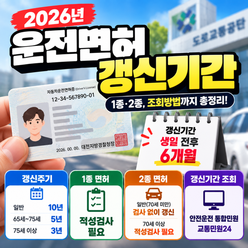 2026 운전면허증 갱신기간 바뀌었다! 1종·2종 조회방법 총정리
