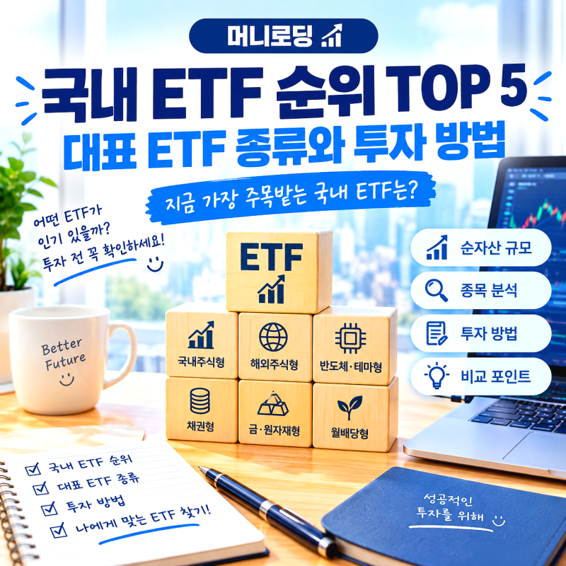국내 ETF 순위 TOP 5ㅣ대표 ETF 종류와 투자 방법
