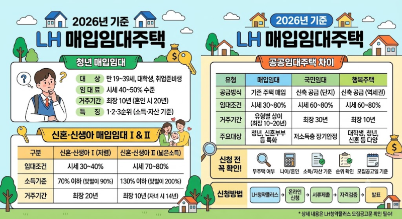 2026 LH 매입임대주택 신청자격｜청년·신혼부부 조건과 국민임대·행복주택 차이
