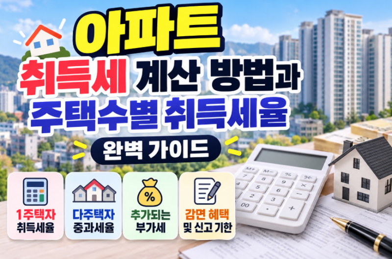아파트 취득세 계산 방법과 주택수별 취득세율 완벽 가이드