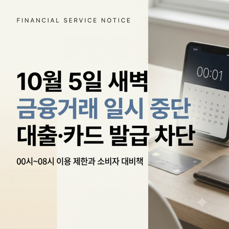 10월 5일 새벽 금융거래 일시 중단! 대출, 카드 발급 일시 막히는 이유와 대비책은?