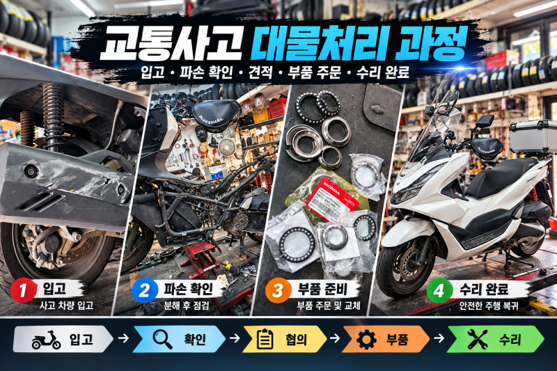 오토바이 교통사고 대물처리 과정｜입고부터 보험수리까지