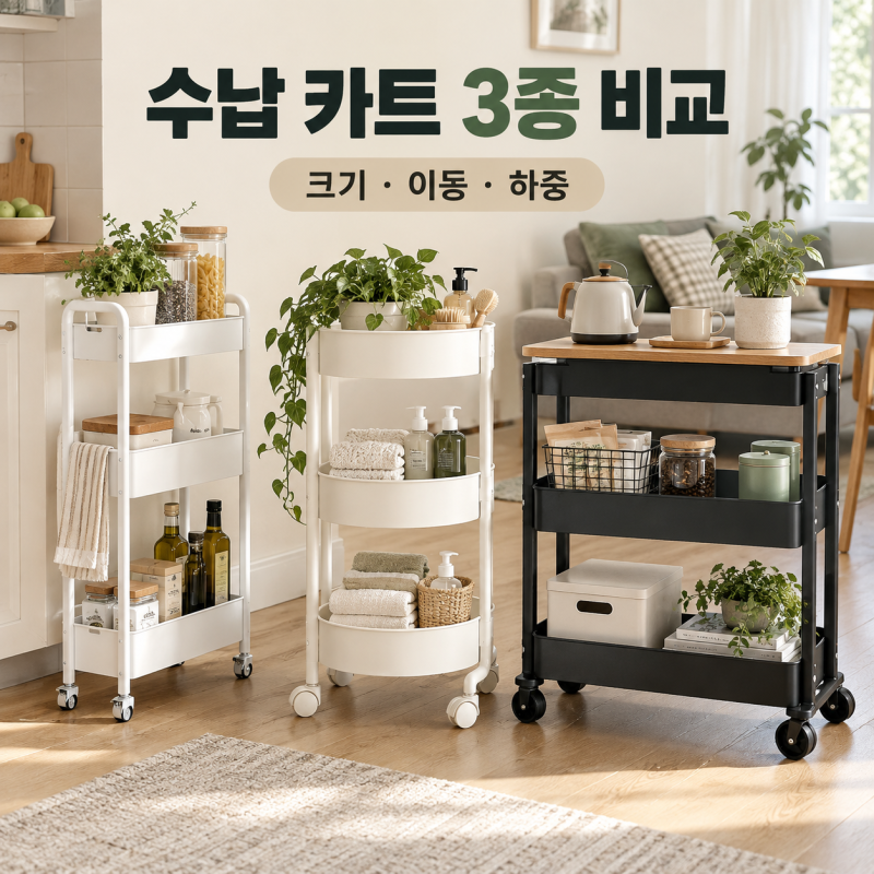 이동식 수납 카트 추천 3종, 이케아 니사포르스·로스코그·브로르 비교