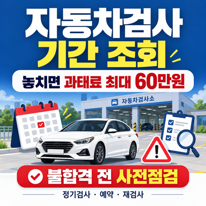 자동차검사 기간 조회｜놓치면 과태료 최대 60만원, 불합격 전 셀프사전점검방법