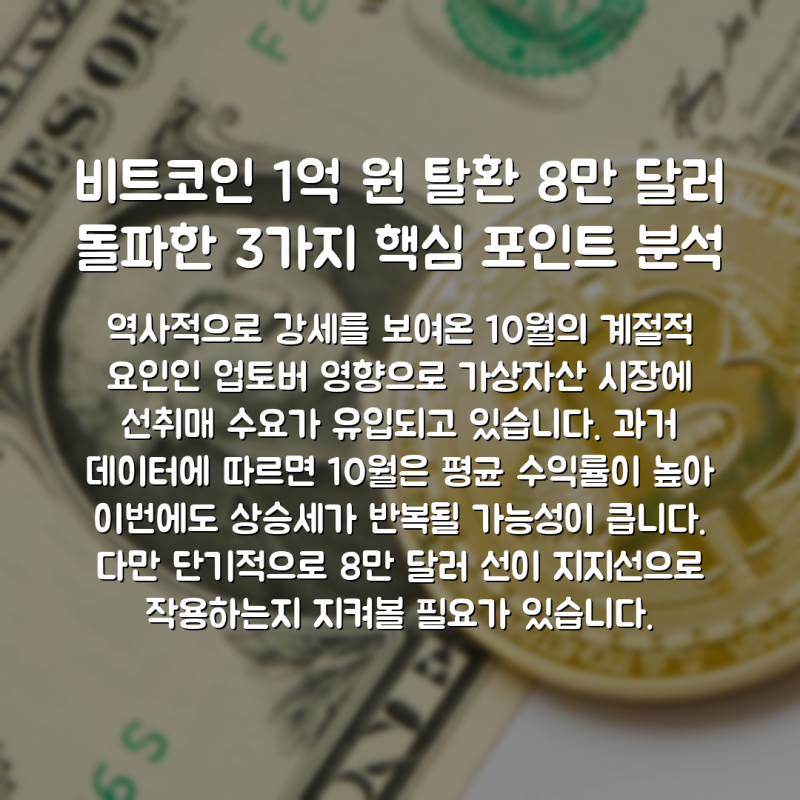 비트코인 1억 원 탈환 8만 달러 돌파한 3가지 핵심 포인트 분석