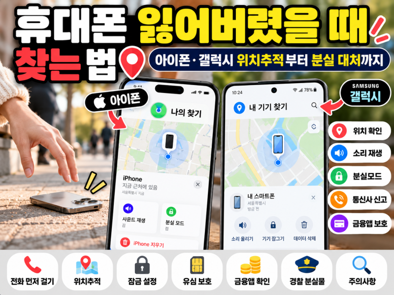 휴대폰 잃어버렸을 때 찾는 법｜아이폰·갤럭시 위치추적부터 분실 대처까지