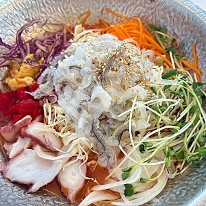 양양 물회 맛집  낙산해신물회 오징어물회 전복죽 양이 푸짐해