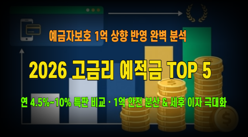 2026년 고금리 예적금 상품 TOP 5 (연 4.5% 이상): 저축은행 특판·청년·취약계층 우대 금리 비교....