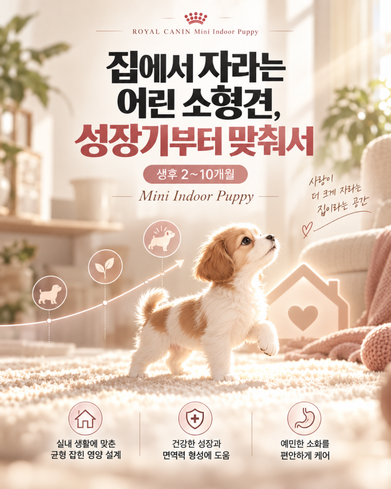 로얄캐닌 미니 인도어 퍼피｜집에서 생활하는 어린 소형견이라면