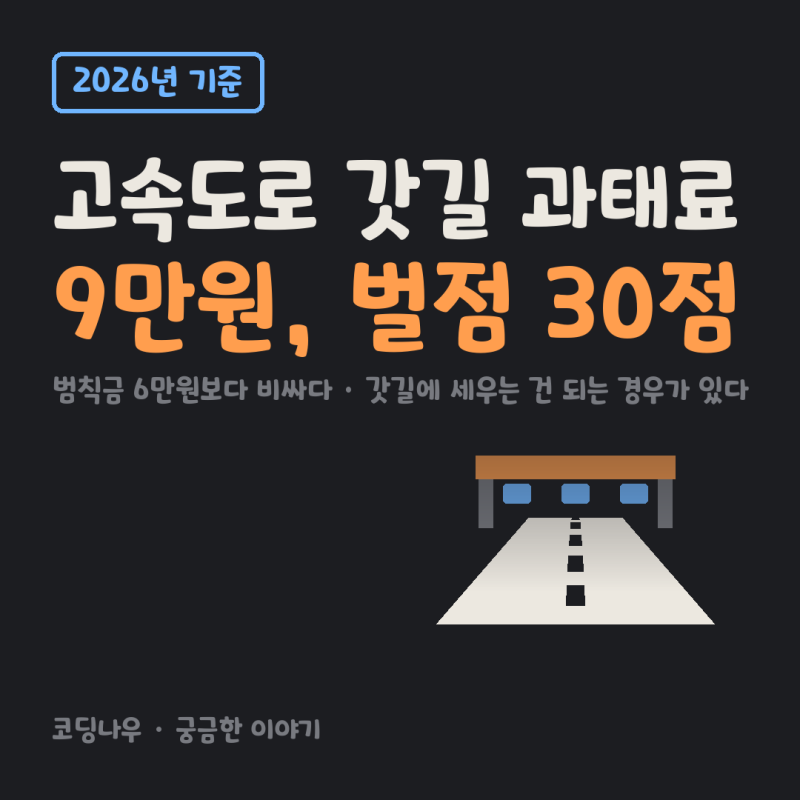 고속도로 갓길 과태료 9만원, 범칙금보다 비쌉니다 (벌점 30점)