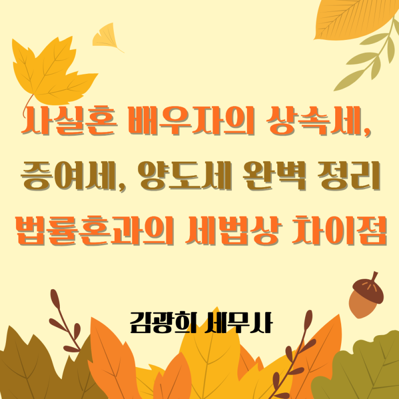 사실혼 배우자의 상속세, 증여세, 양도세 완벽 정리(법률혼과의 세법상 차이점)