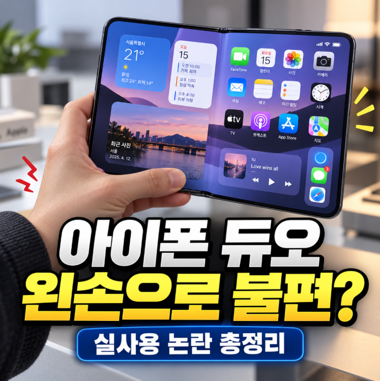 아이폰 듀오 왼손으로 잡으니 불편하다? 애플 첫 폴더블 논란 총정리