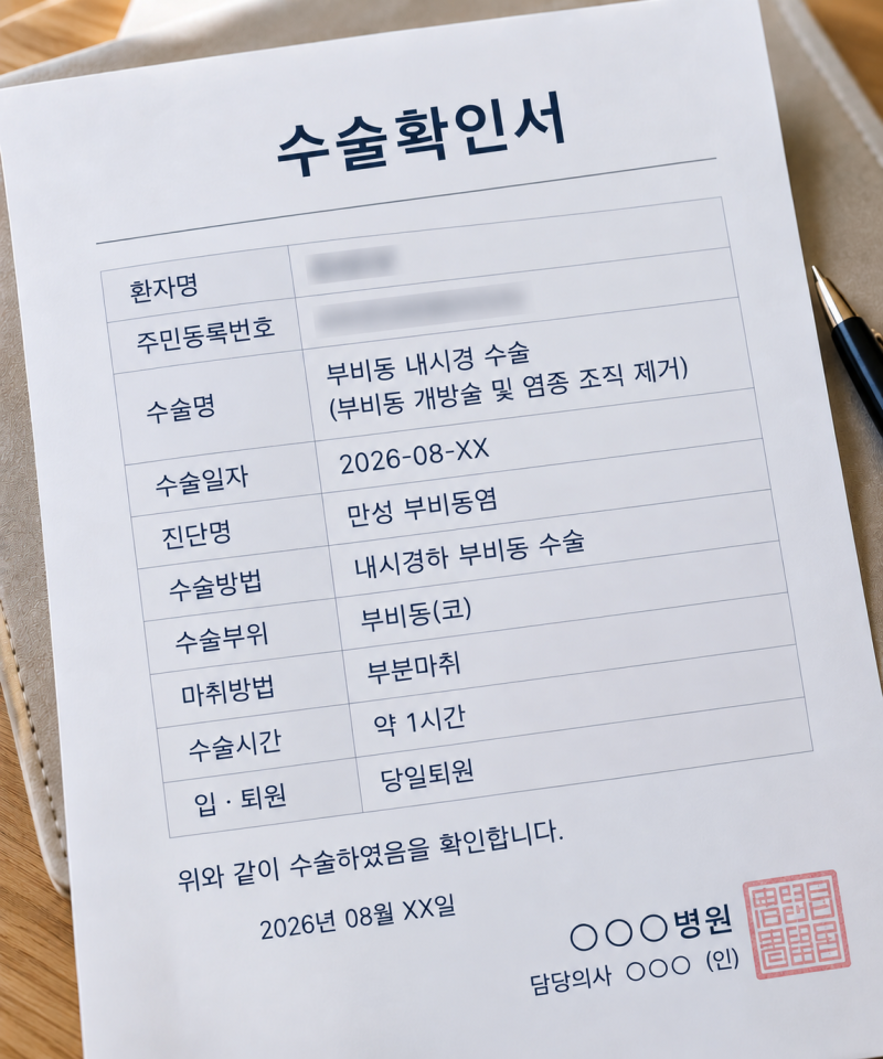 당일퇴원 부비동염 수술, 수술비 특약에서도 받을 수 있을까?