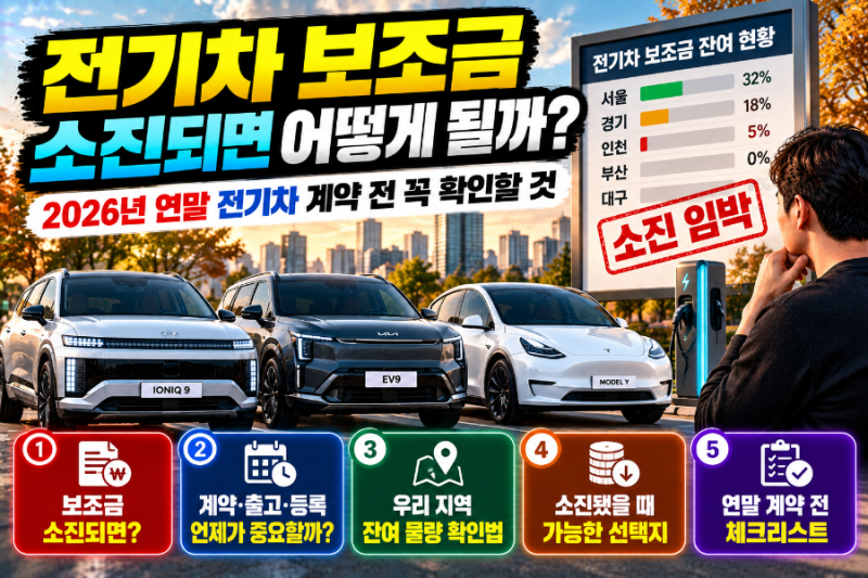 전기차 보조금 소진되면 어떻게 될까?｜2026년 연말 전기차 계약 전 꼭 확인할 것