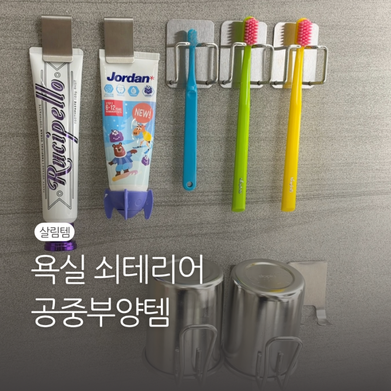 욕실 스텐 공중부양템 | 칫솔걸이, 청소걸이, 아기수건걸이