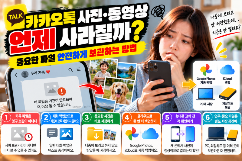 카카오톡 사진·동영상 언제 사라질까? 만료된 파일 복구 전 꼭 알아둘 백업 방법