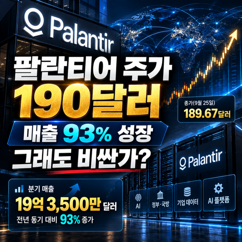 팔란티어 주가 190달러, 매출 93% 성장…그래도 비싸다는 말이 나오는 이유