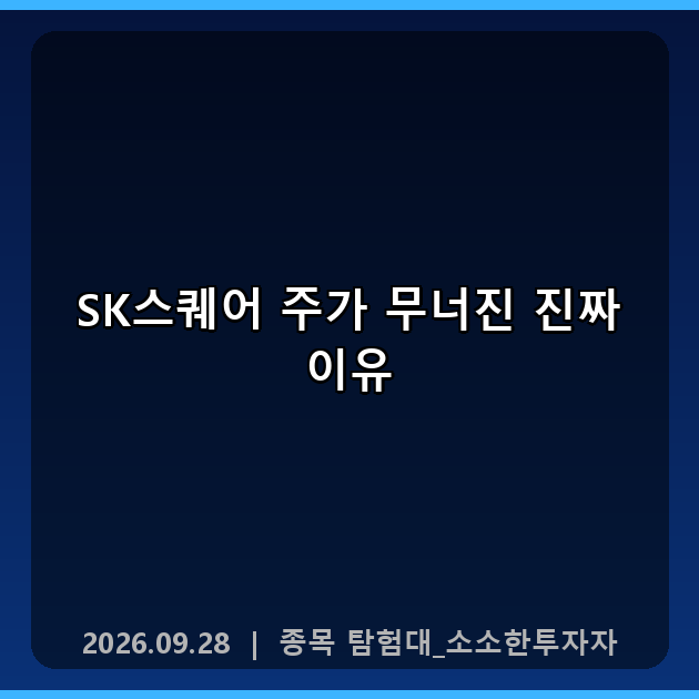 SK스퀘어 주가 무너진 진짜 이유