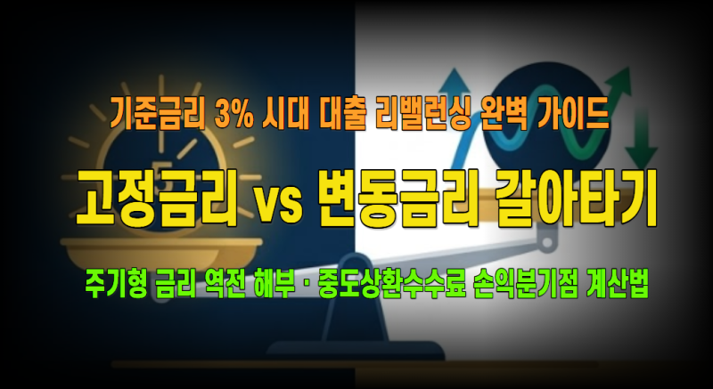 기준금리 3% 시대, 고정금리 vs 변동금리 지금 갈아타야 할까? 주기형 역전 현상 분석 & 대환대....