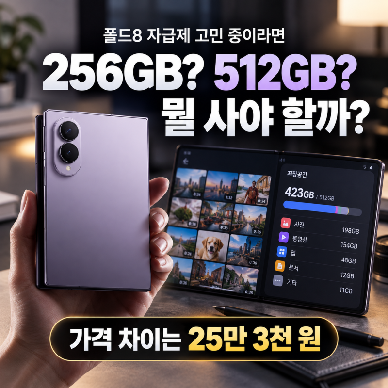 갤럭시 폴드8 512 자급제 살까? 256GB보다 돈 더 주고 살 이유 있을까