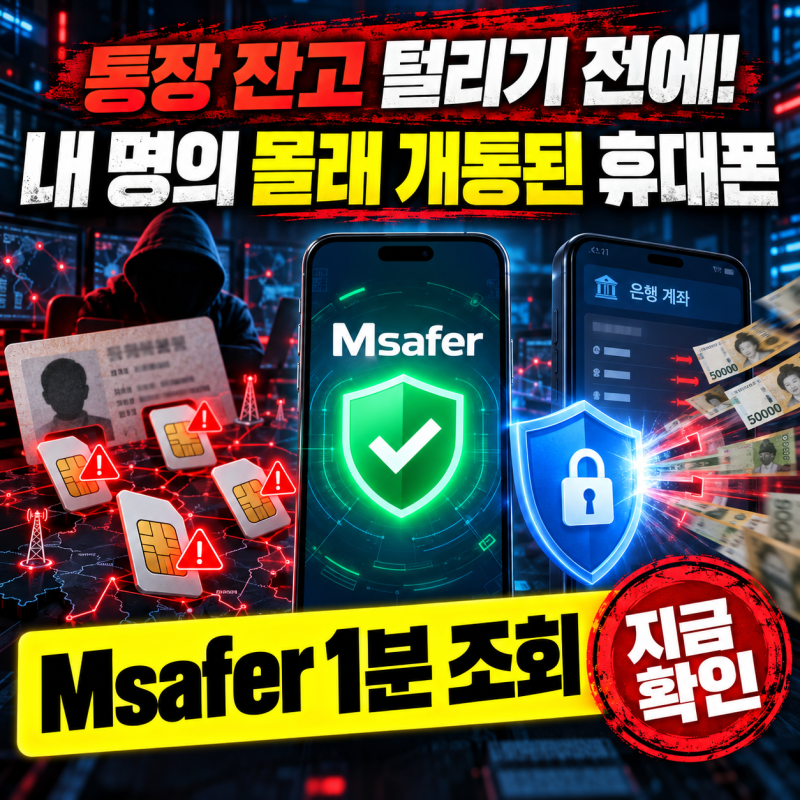 “통장 잔고 털리기 전에!” 내 명의 몰래 개통된 휴대폰 1분 조회법(Msafer)
