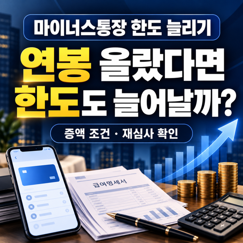 마이너스통장 한도 늘리기, 연봉 올랐으면 증액할 수 있을까?