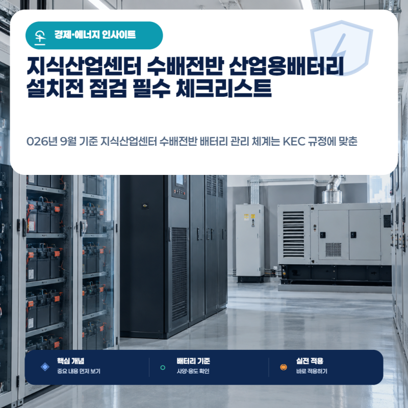 지식산업센터 수배전반 산업용배터리 설치전 점검 필수 체크리스트