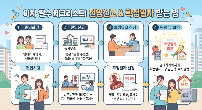 전입신고 확정일자 받는 법, 전세 계약했다면 이 순서로 꼭 확인하세요