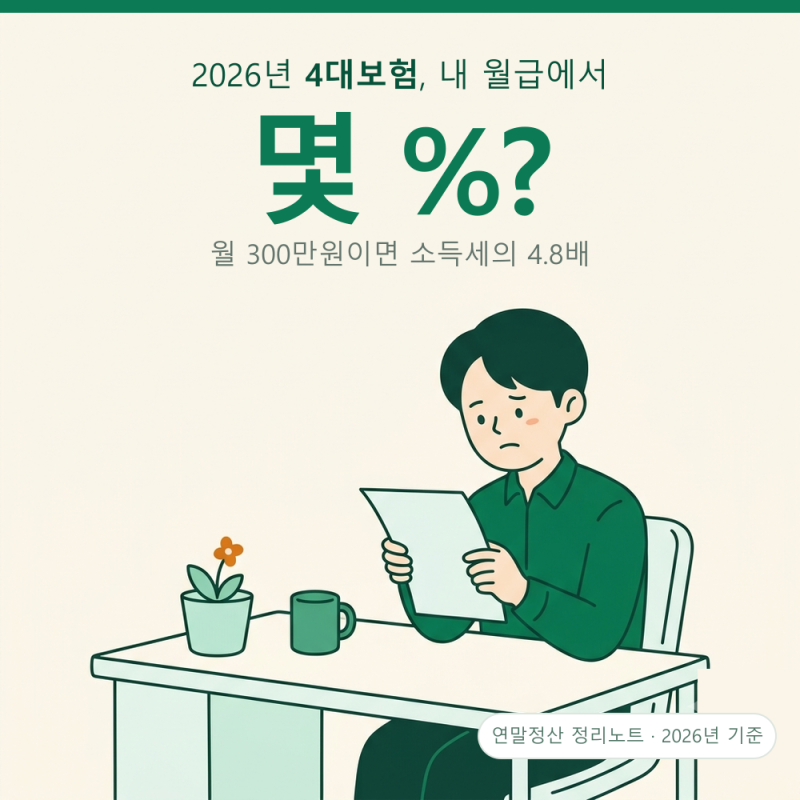 2026년 4대보험 요율, 내 월급에서 몇 퍼센트나 빠지나요?