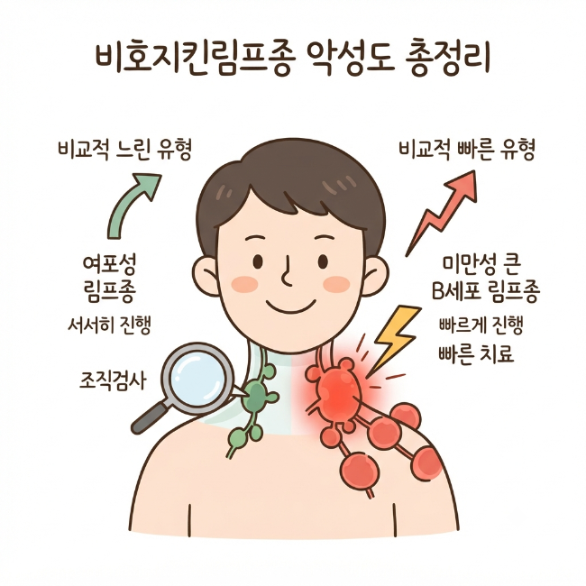 비호지킨림프종 악성도 총정리｜느리게 진행하는 림프종과 빠르게 진행하는 림프종의 차이