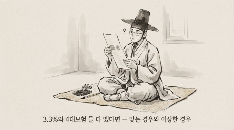 3.3%와 4대보험 둘 다 뗐다면 — 맞는 경우와 이상한 경우