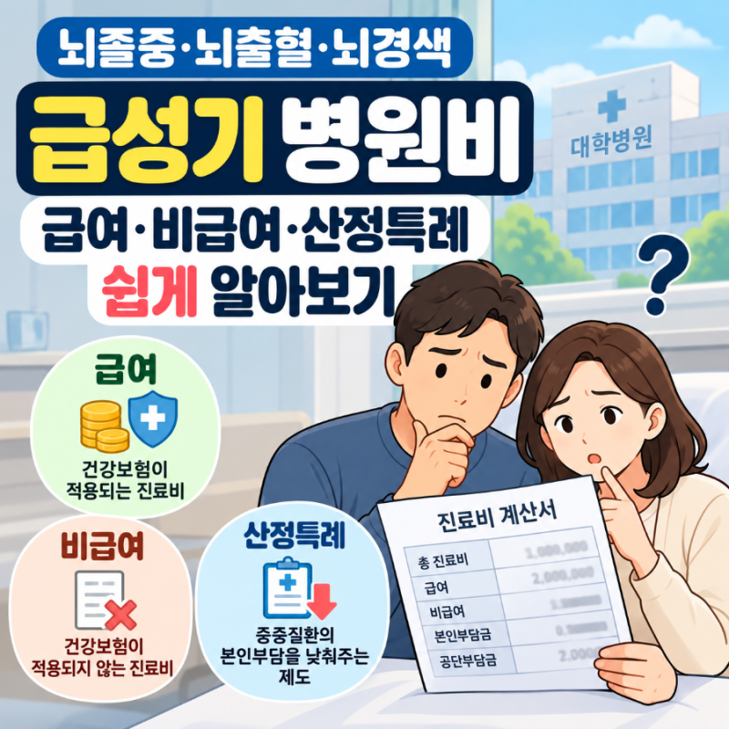 뇌졸중·뇌출혈·뇌경색 급성기 병원비｜급여·비급여·산정특례 쉽게 알아보기