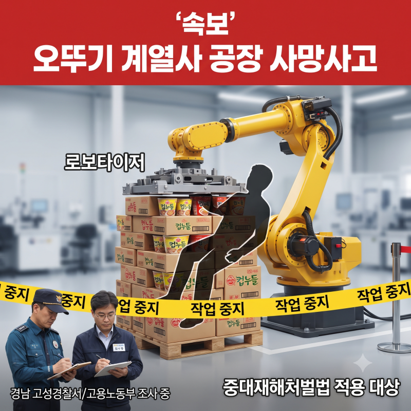 오뚜기 계열사 공장 로보타이저 압착사 사고 정리