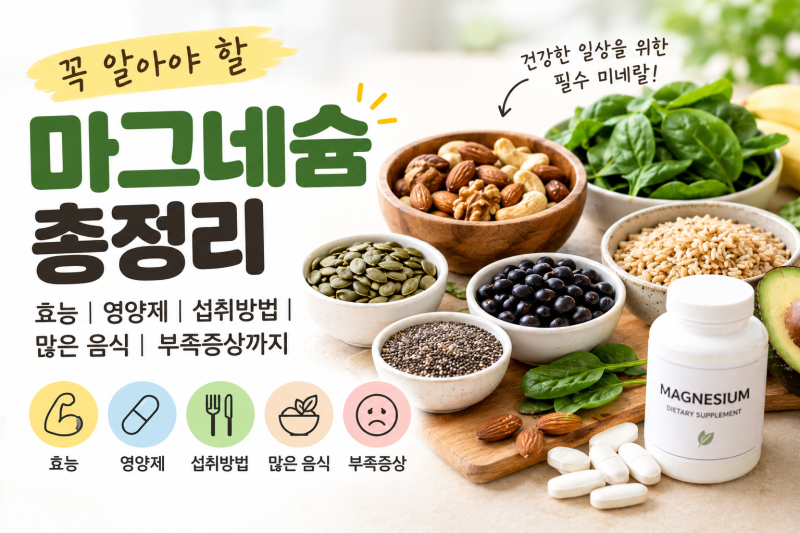 마그네슘 효능 총정리｜영양제 섭취방법과 많은 음식까지