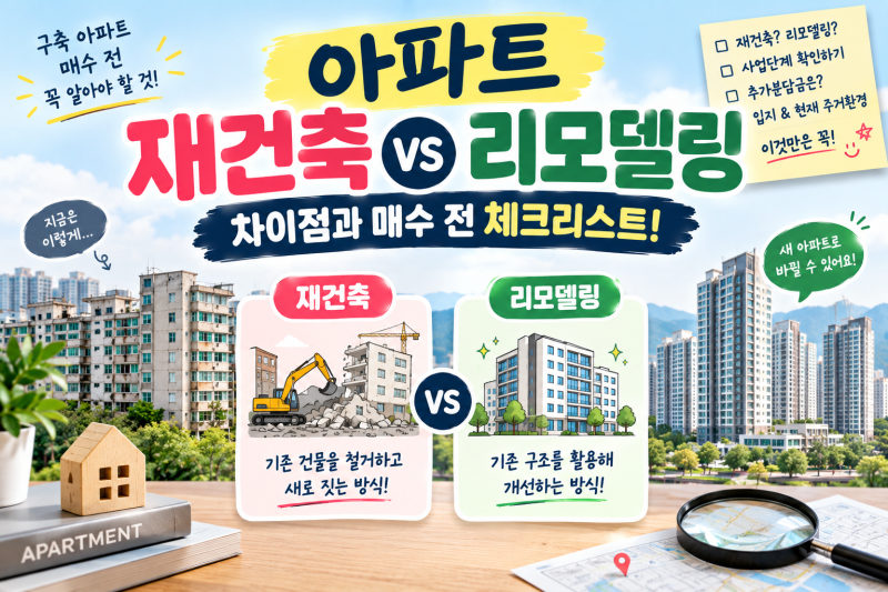 아파트 재건축 vs 리모델링 차이｜구축 아파트 매수 전 꼭 알아야 할 것