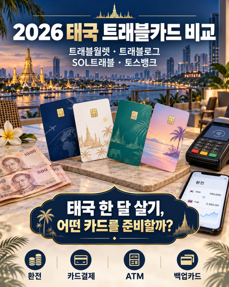 2026 태국 트래블카드 비교｜트래블월렛·트래블로그·SOL트래블·토스뱅크 뭐가 다를까?