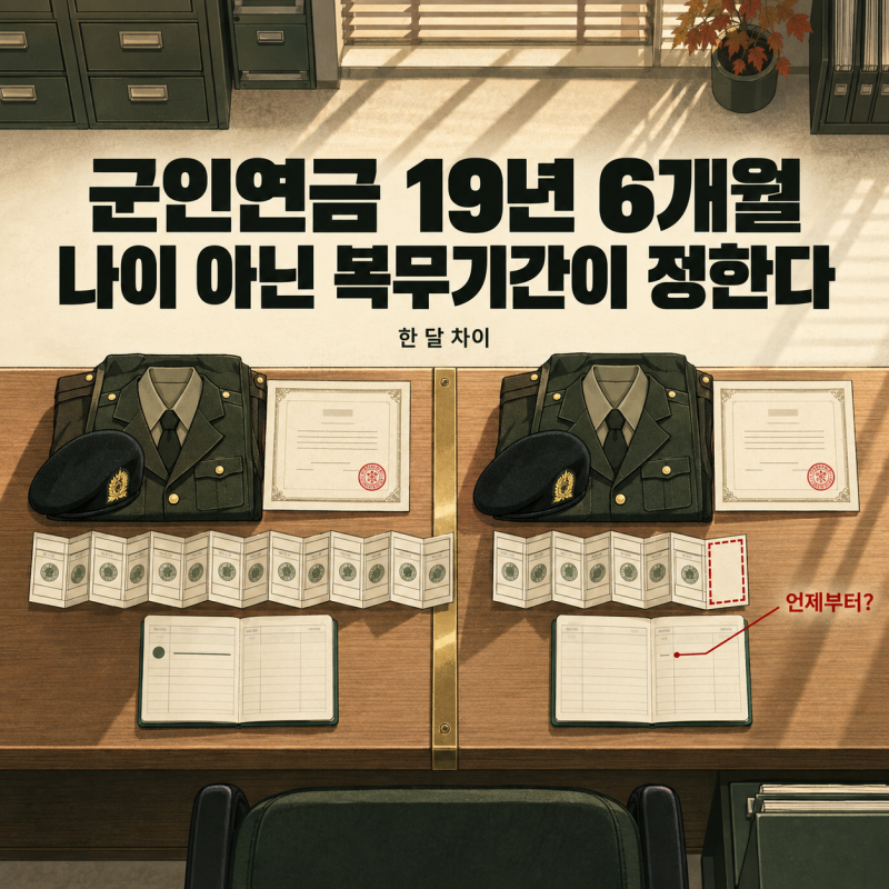 군인연금 19년 6개월, 한 달 모자라면 연금이 언제부터일까?
