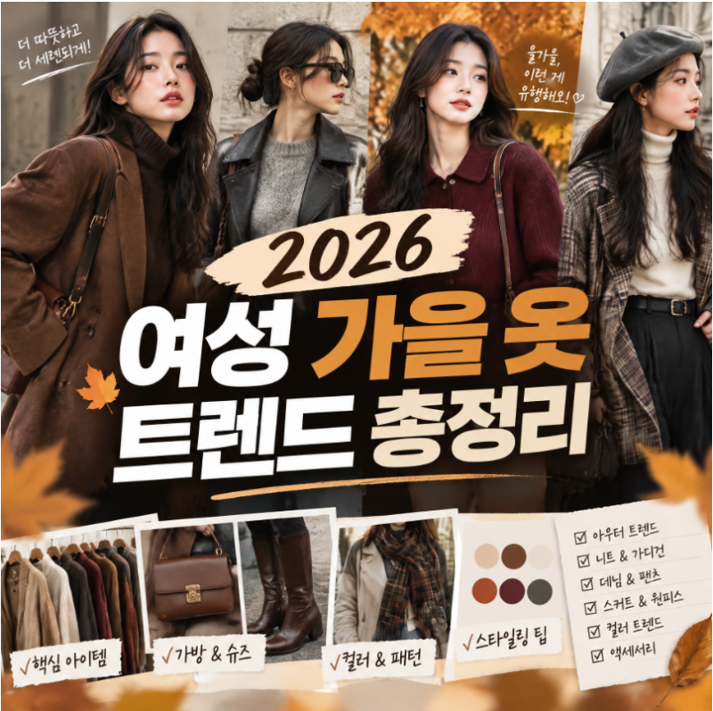 2026 여성 가을옷 트렌드 총정리,올가을 꼭 사야 할 아이템