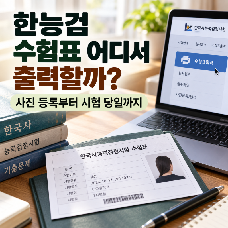 한능검 수험표 어디서 출력할까? 사진 등록부터 시험 당일까지