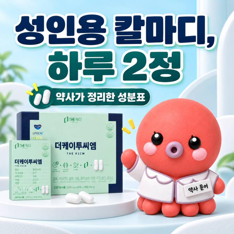 칼마디 성인용, 칼슘 마그네슘 1:1에 비타민K2까지 하루 2정 | 더케이투씨엠