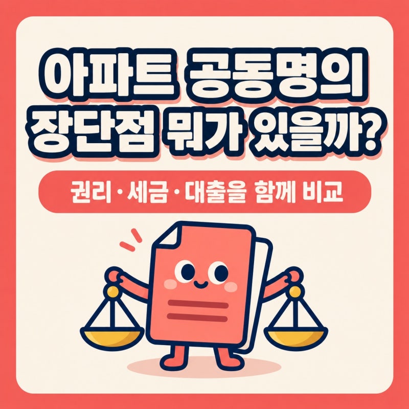 아파트 공동명의 장단점 뭐가 있을까?
